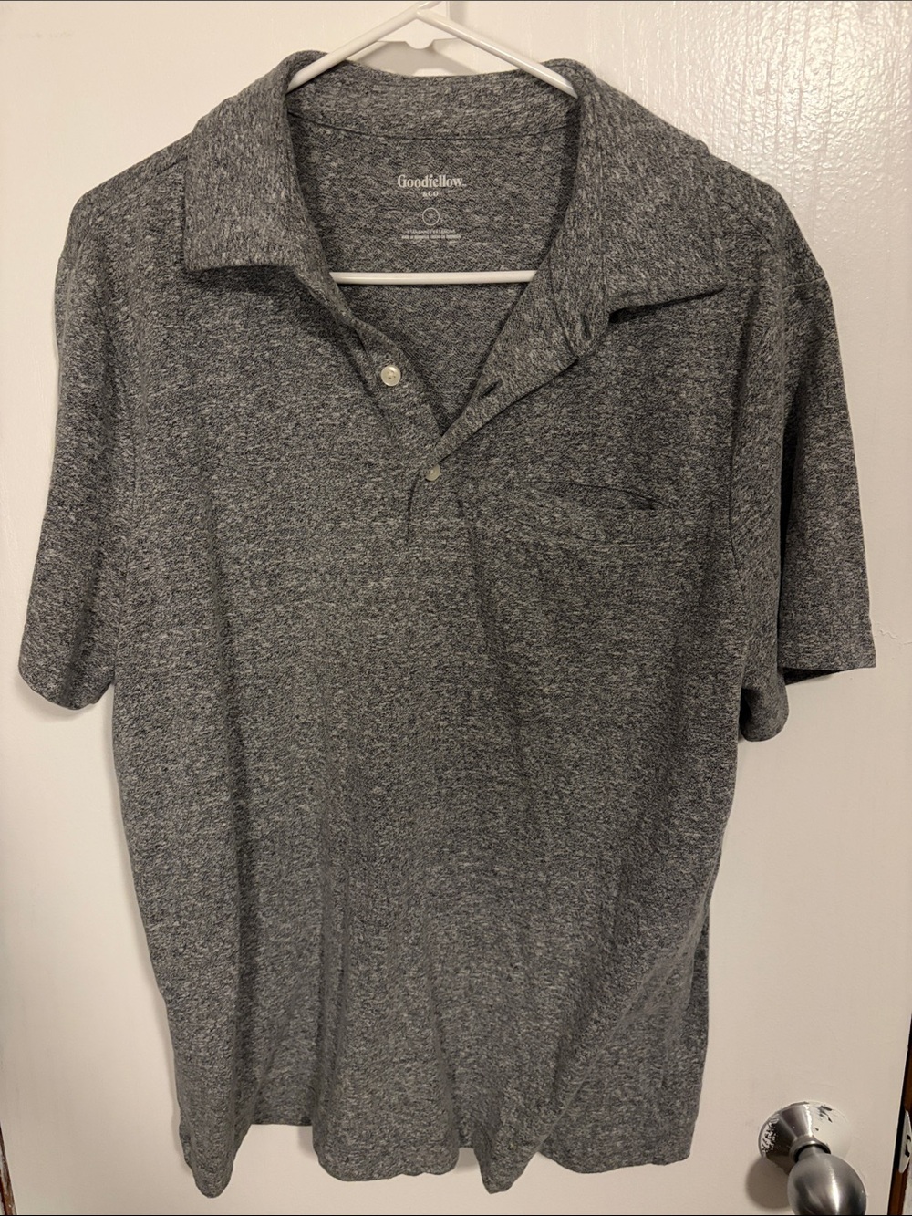 Goodfellow & Co Heather Gray Short-Sleeve Polo with Chest Pocket